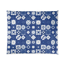 Load image into Gallery viewer, Blue and White Mosaic Tile Comforter
