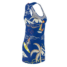 Load image into Gallery viewer, Surf's Up Print Women's Racerback Dress In Blue