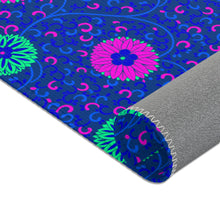 Load image into Gallery viewer, Aqua and Pink Flowers On Royal Blue Area Rugs