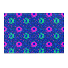 Load image into Gallery viewer, Aqua and Pink Flowers On Royal Blue Area Rugs