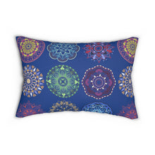 Load image into Gallery viewer, Colorful Arabesque Patterned Lumbar Pillow in Dark Blue