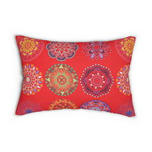 Load image into Gallery viewer, Colorful Arabesque Patterned Lumbar Pillow in Red