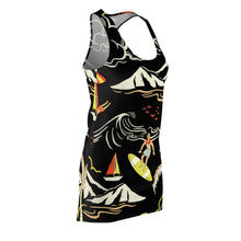 Load image into Gallery viewer, Surf's Up Print Women's Racerback Dress In Black