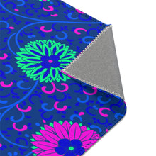 Load image into Gallery viewer, Aqua and Pink Flowers On Royal Blue Area Rugs