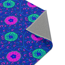 Load image into Gallery viewer, Aqua and Pink Flowers On Royal Blue Area Rugs