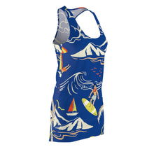 Load image into Gallery viewer, Surf's Up Print Women's Racerback Dress In Blue