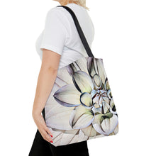 Load image into Gallery viewer, White Dahlia Tote Bag