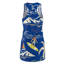 Load image into Gallery viewer, Surf's Up Print Women's Racerback Dress In Blue