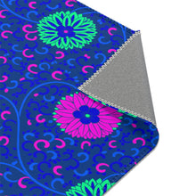 Load image into Gallery viewer, Aqua and Pink Flowers On Royal Blue Area Rugs