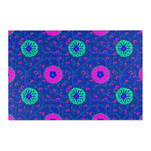 Load image into Gallery viewer, Aqua and Pink Flowers On Royal Blue Area Rugs