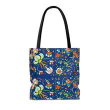 Load image into Gallery viewer, French Flower's In Blue Tote Bag