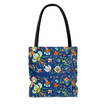 Load image into Gallery viewer, French Flower's In Blue Tote Bag