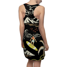 Load image into Gallery viewer, Surf's Up Print Women's Racerback Dress In Black