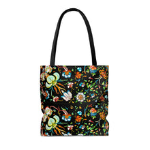 Load image into Gallery viewer, French Flower's In Black Tote Bag