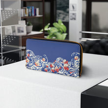 Load image into Gallery viewer, Waves and Cherry Blossoms Zipper Wallet