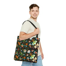 Load image into Gallery viewer, French Flower's In Black Tote Bag