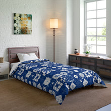 Load image into Gallery viewer, Blue and White Mosaic Tile Comforter