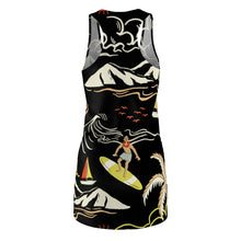 Load image into Gallery viewer, Surf's Up Print Women's Racerback Dress In Black