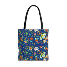Load image into Gallery viewer, French Flower's In Blue Tote Bag