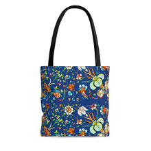 Load image into Gallery viewer, French Flower's In Blue Tote Bag