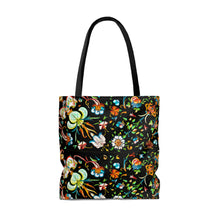Load image into Gallery viewer, French Flower's In Black Tote Bag