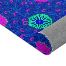 Load image into Gallery viewer, Aqua and Pink Flowers On Royal Blue Area Rugs