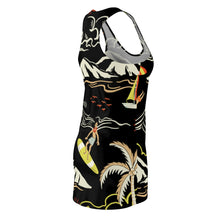 Load image into Gallery viewer, Surf's Up Print Women's Racerback Dress In Black