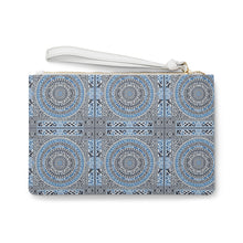Load image into Gallery viewer, Mandala Design Clutch Bag in Blue, Black and White

