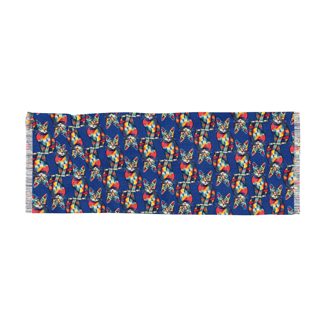 Colorful Cat Print Light Scarf – Perfect for Cat Lovers