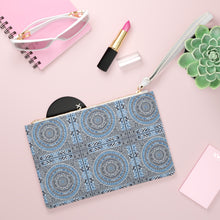 Load image into Gallery viewer, Mandala Design Clutch Bag in Blue, Black and White
