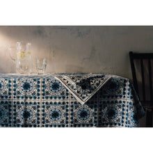 Load image into Gallery viewer, Tile Inspired Blue and White Tablecloth
