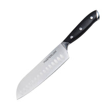Load image into Gallery viewer, SANTOKU KNIFE STAINLESS STEEL BLADE TRIPLE RIVET COLLECTION, 7&quot;, BLACK HANDLE &amp; COVER
