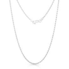 Load image into Gallery viewer, Sterling Silver Unisex 1.6MM Diamond Cut Rope Chain Necklace: 22"
