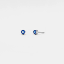 Load image into Gallery viewer, Turkish Evil Eye Nazar Stud Earrings in 925 Sterling Silver: Silver
