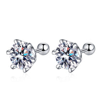 Load image into Gallery viewer, Six-Prong Moissanite Stud Earrings in 925 Sterling Silver: 1.6 ct / 9 mm
