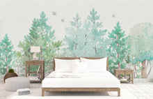 Load image into Gallery viewer, Forest Green Watercolor Jungle Removable Wallpaper: Peel and Stick Vinyl / Sample
