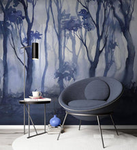 Load image into Gallery viewer, Bluish Misty Forest Watercolor Blue Abstract Wallpaper Mural: Peel and Stick Vinyl / Sample

