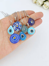 Load image into Gallery viewer, Blue Evil Eye Necklace, Handmade Murano Glass Bead, Murano Evil Eye Pendant: 5
