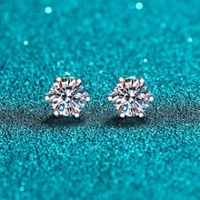 Load image into Gallery viewer, Six-Prong Moissanite Stud Earrings in 925 Sterling Silver: 1.6 ct / 9 mm
