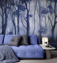 Load image into Gallery viewer, Bluish Misty Forest Watercolor Blue Abstract Wallpaper Mural: Peel and Stick Vinyl / Sample
