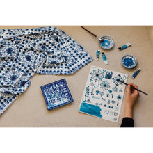 Load image into Gallery viewer, Tile Inspired Blue and White Tablecloth
