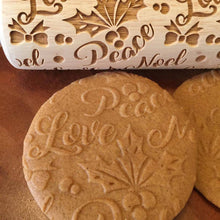 Load image into Gallery viewer, Mistletoe Peace Love Noel Embossed Rolling Pin
