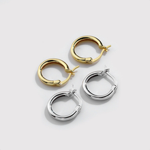 Load image into Gallery viewer, Simple Minimalist Hoop Earrings in 925 Sterling Silver: Silver / L
