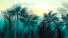 Load image into Gallery viewer, Palm Tree Tropical Jungle Forest Removable Wallpaper: Peel and Stick Vinyl / SAMPLE - (W:15" x H:9")
