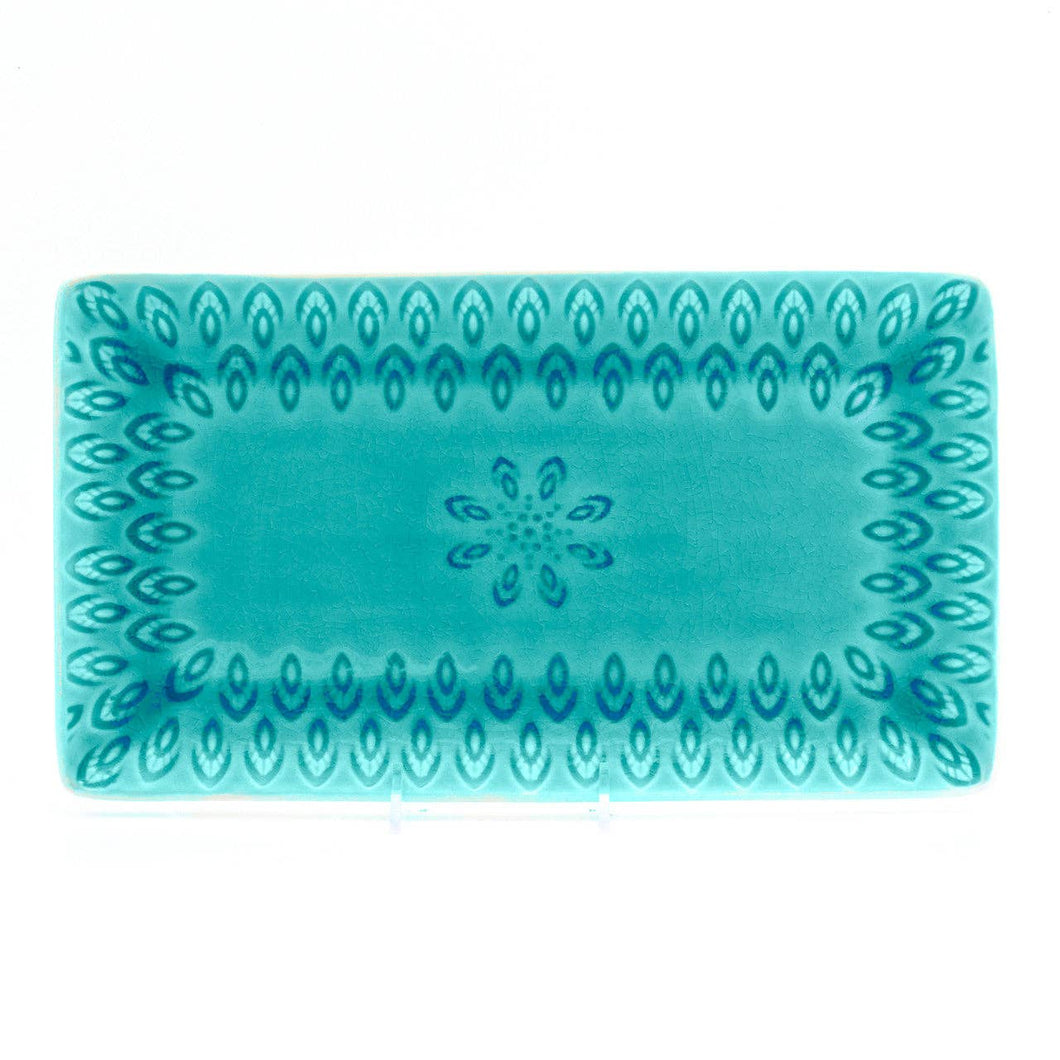 Peacock Rectangular Platter: Lagoon