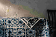 Load image into Gallery viewer, Tile Inspired Blue and White Tablecloth
