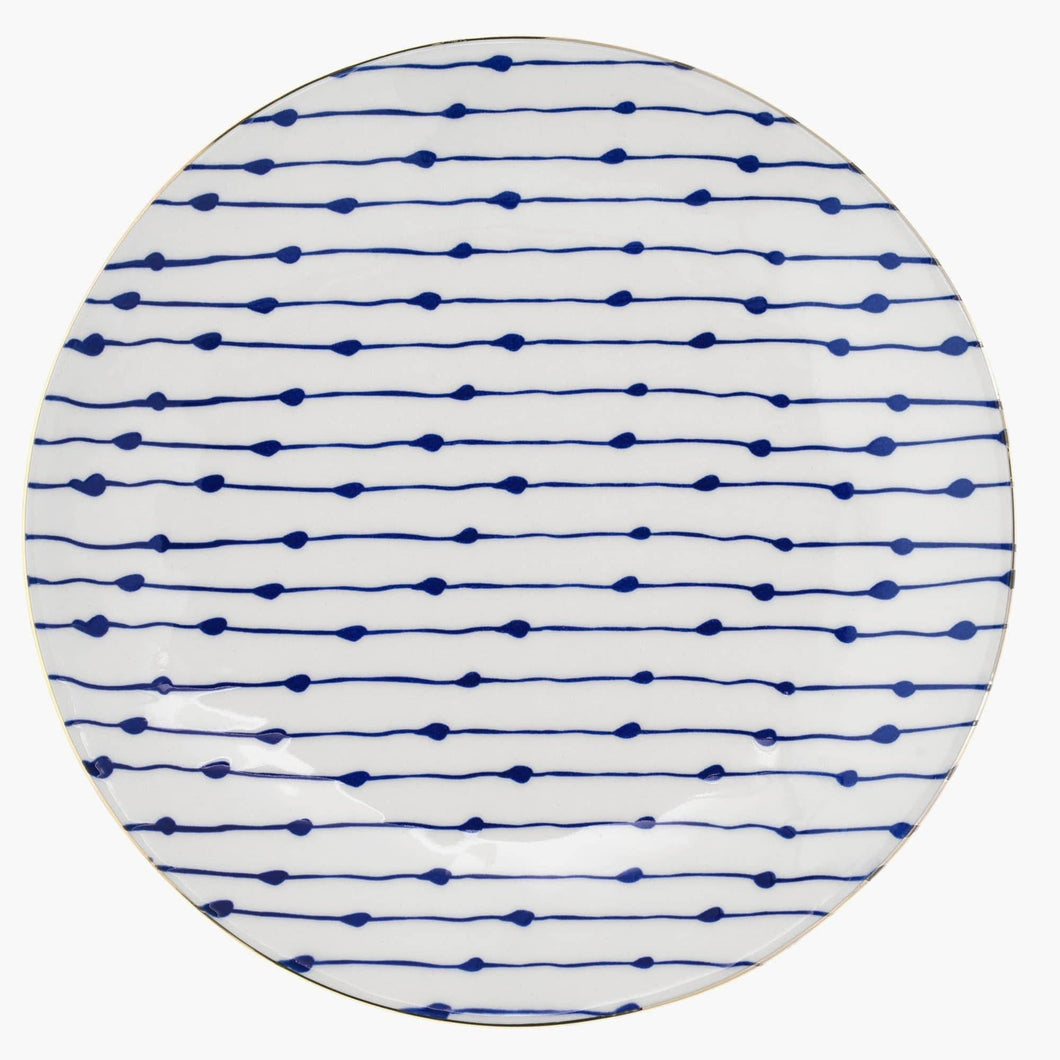 8-Inch Dotted Stripe Stoneware Plate: Single Plate