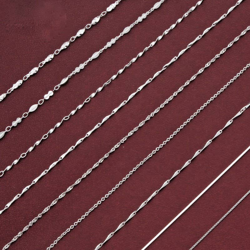 Box Cable Singapore Necklace Chain in 925 Sterling Silver: 50 Centimeters / Cable Chain