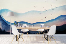 Load image into Gallery viewer, Watercolor Landscape Mountain Removable Wallpaper: Peel and Stick Vinyl / SAMPLE - (W:15" x H:9")
