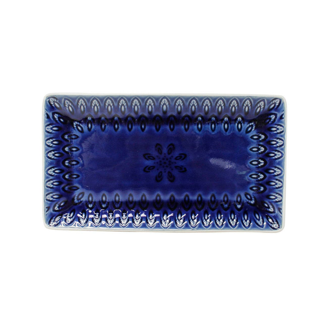 Peacock Rectangular Platter: Blue